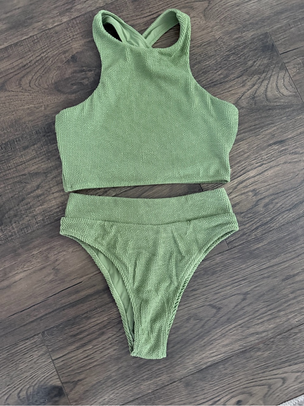 Free People Rhythm Wave break high waisted surf bottoms and cross back surf top